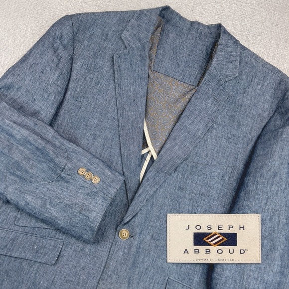 Joseph Abboud Other - Joseph Abboud Linen Sport Coat Blazer Jacket Men Medium Blue Lightweight Coastal